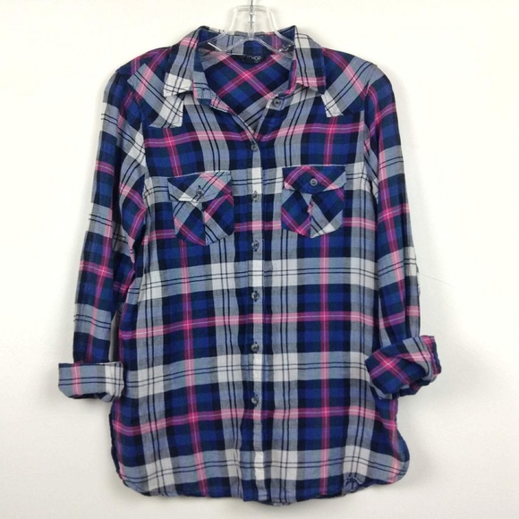 Topshop Tops - ✓ TOPSHOP Checkered Plaid Button Down Blouse